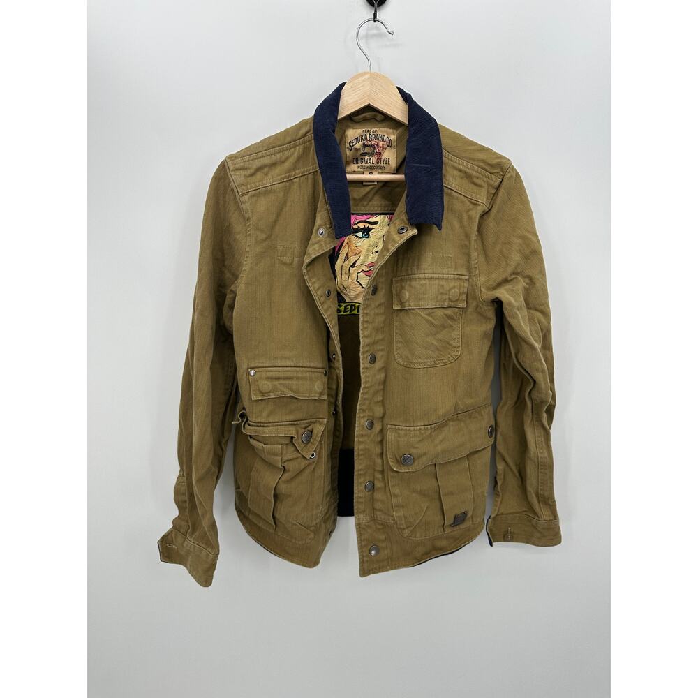 Seduka‎ Brands Mens Brown Snap Button Jacket Size S Grunge Biker Utility